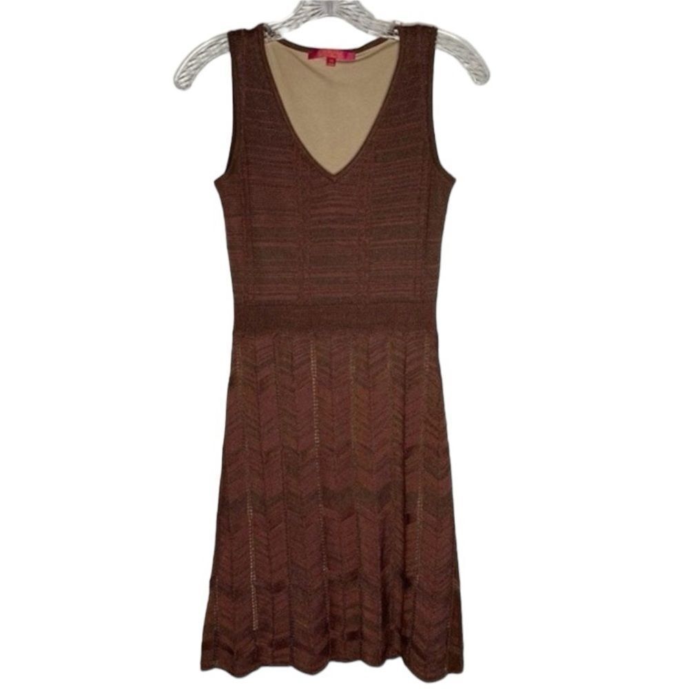 Catherine Malandrino Brown Sleeveless V Neck Dress XS